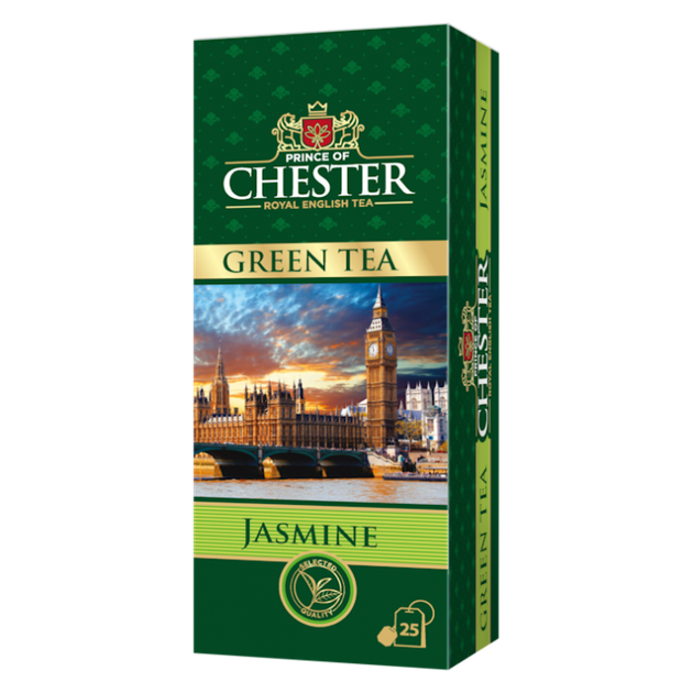Зелений чай Chester Jasmine в пакетах 25шт по 2г - Фото 1 Зелений чай Chester Jasmine в пакетах 25шт по 2г - изображение 1