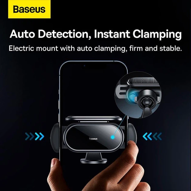 Автомобильный держатель для телефона Baseus Steel Cannon pro Solar Electric Car Mount для крепления на панель с автоматическим зажимом (SUGP010001) Black - изображение 11