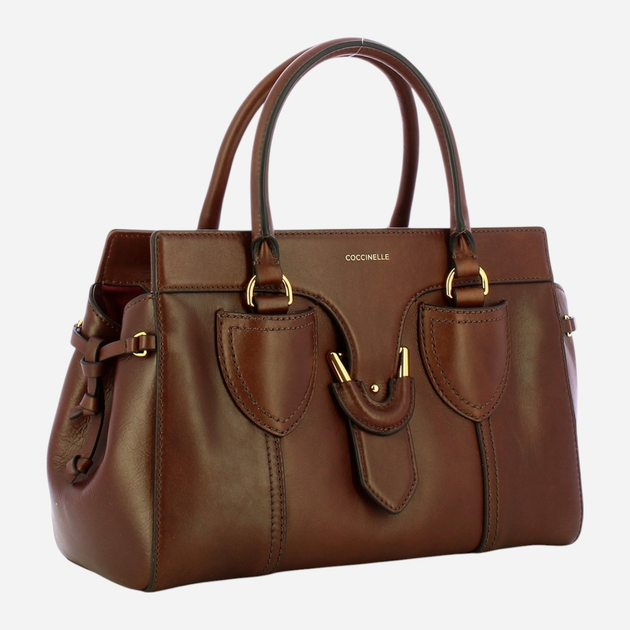 Torba shopper damska skórzana Coccinelle York E1REG180201-W97 Brązowa (800070326850) - obraz 3