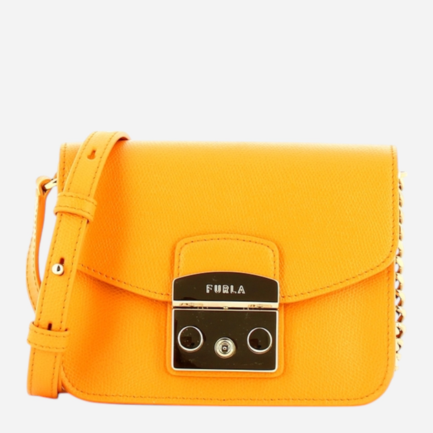 Сумка крос-боді через плече жіноча з натуральної шкіри маленька Furla Metropolis Mini WB00217ARE0001555S1007 Жовта (800070306841) - зображення 1