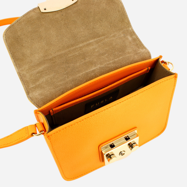 Сумка крос-боді через плече жіноча з натуральної шкіри маленька Furla Metropolis Mini WB00217ARE0001555S1007 Жовта (800070306841) - зображення 4