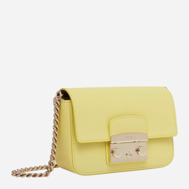 Сумка крос-боді через плече жіноча з натуральної шкіри маленька Furla Metropolis Mini WB00789AX07321832S10 Жовта (800070299537) - зображення 3