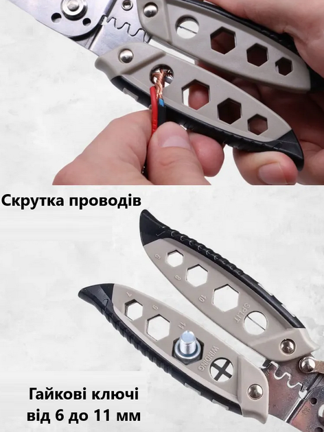 Многофункциональные клещи Tuosen 100478, пассатижи для зачистки проводов, обжима клемм, клещи электрика - изображение 5