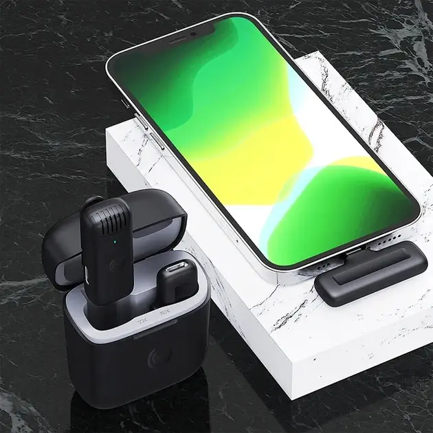 Беспроводной петличный микрофон с зарядным кейсом для iPhone - изображение 5