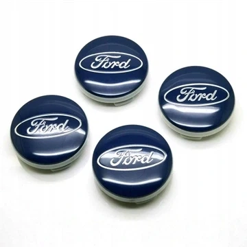 Комплект ковпачків у диски Ford (54 мм), емблеми у колеса (набір 4 шт.) Blue-Silver - зображення 4