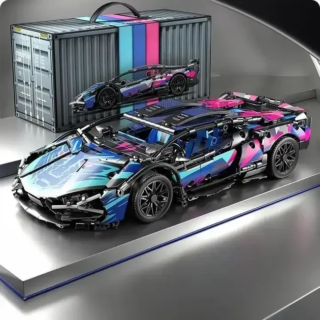 Конструктор Technic Lamborghini — радіокерована машинка 1:14, 1314 деталей, LED-підсвічування, керування з пульта та смартфона - Фото 4 Конструктор Technic Lamborghini — радіокерована машинка 1:14, 1314 деталей, LED-підсвічування, керування з пульта та смартфона - зображення 4