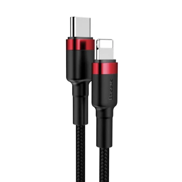Кабель для Iphone 1м Type to Lighting Cafule Cable PD 18W red/black, Baseus для зарядки та синхронізації пристроїв (CATLKLF-91) - Фото 2 Кабель для Iphone 1м Type to Lighting Cafule Cable PD 18W red/black, Baseus для зарядки та синхронізації пристроїв (CATLKLF-91) - зображення 2