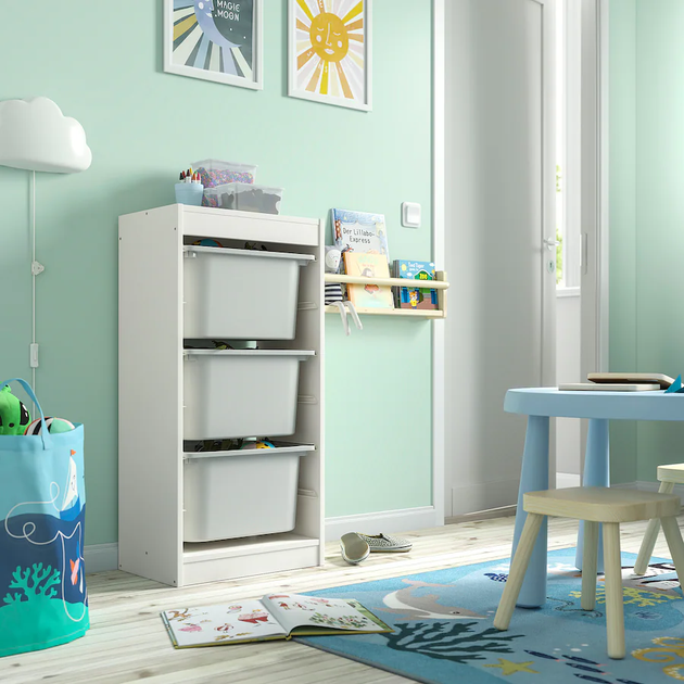Стелаж с 3-контейнерами TROFAST 46x30x94 см IKEA 495.752.04 белый / серый - изображение 2