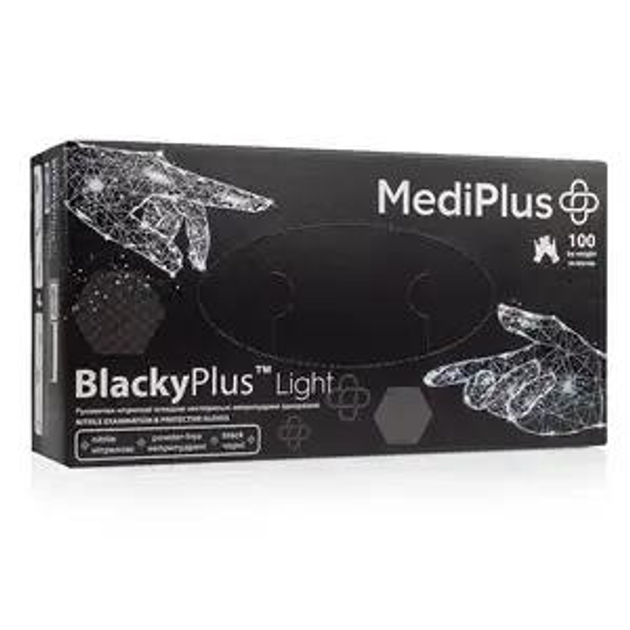 Нітрилові рукавички MediPlus BlackyPlus Light, розмір XS, чорні, 100 шт - зображення 1