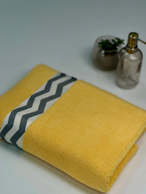 Махровое полотенце с зигзагами Osborn Textile 50х90 см Желтый 500 г\м2 - Фото 6 Махровое полотенце с зигзагами Osborn Textile 50х90 см Желтый 500 г\м2 - изображение 6