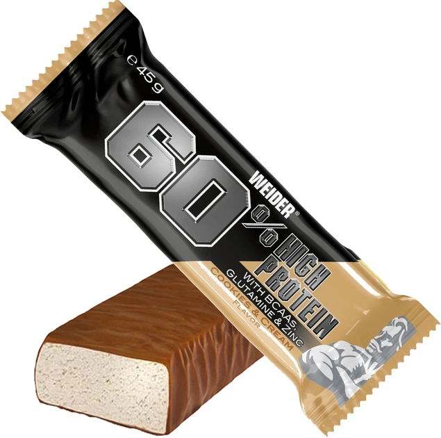Упаковка протеиновых батончиков Weider 60% Protein Bar 45 г х 24 шт Cookies и Cream (4044782909478) - изображение 2