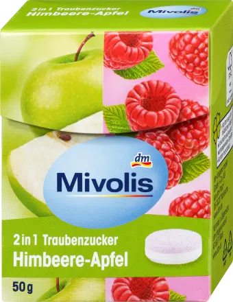 Декстроза Mivolis Traubenzucker 2in1 Himbeere-Apfel Малина Яблуко, 50 г - Фото 1 Декстроза Mivolis Traubenzucker 2in1 Himbeere-Apfel Малина Яблуко, 50 г - изображение 1