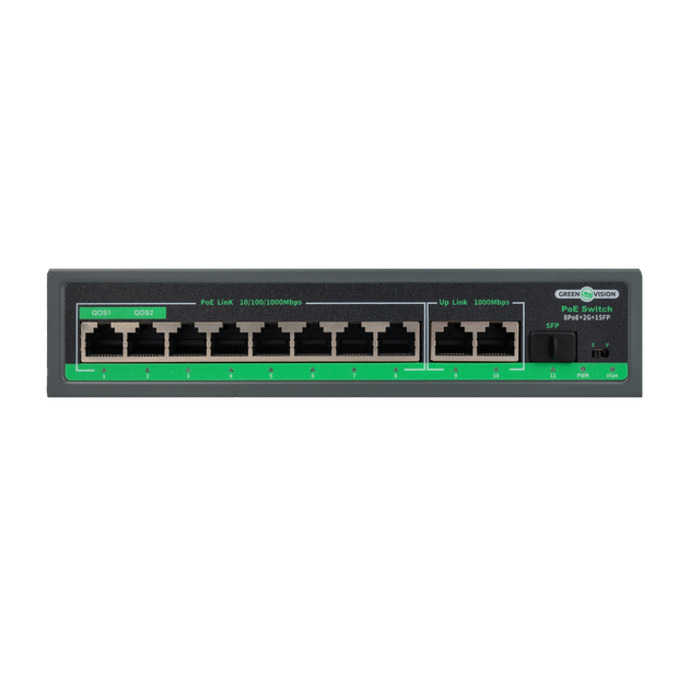 Комутатор мережевий POE GreenVision GV-018-D-08G+2PG+1SFP - изображение 2
