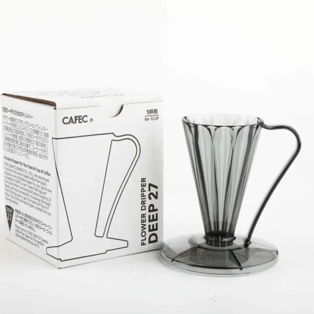 Пуровер Cafec Deep 27 Tritan Flower Dripper Clear Black (D0D9EC5319C0) - зображення 3