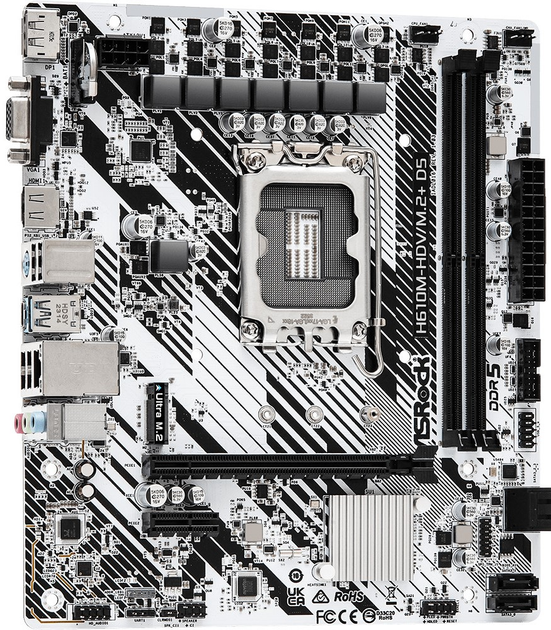 Материнська плата ASRock H610M-HDV/M.2+ D5 (s1700, Intel H610, PCI-Ex16) - зображення 2