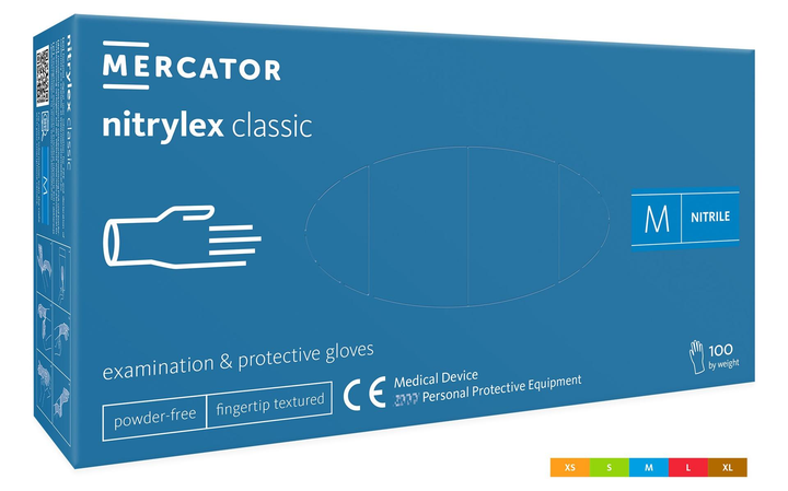 Рукавички медичні Mercator Medical Nitrylex® Classic нітрилові M Сині 100 шт - изображение 1