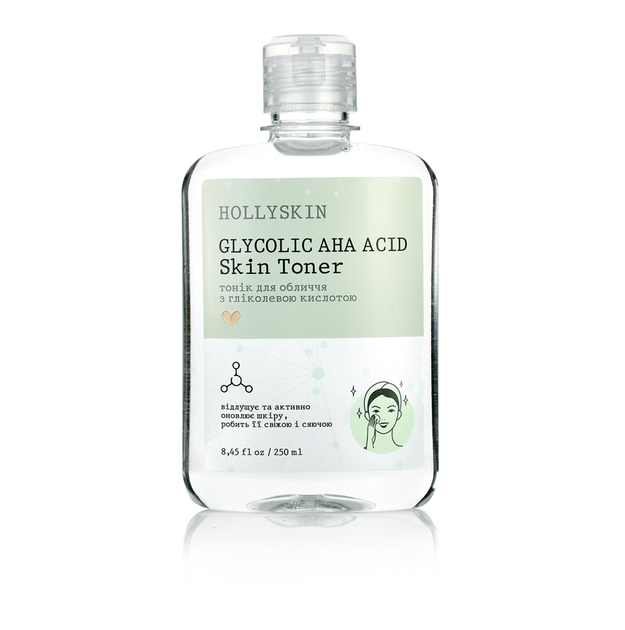 Тонер для обличчя із гліколевою кислотою Hollyskin Glycolic AHA Acid Skin Toner 250ml - Фото 1 Тонер для обличчя із гліколевою кислотою Hollyskin Glycolic AHA Acid Skin Toner 250ml - изображение 1