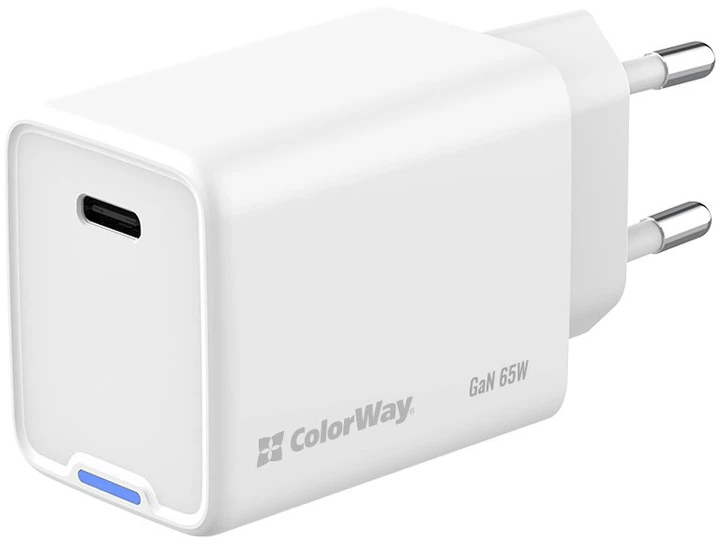 Сетевое зарядное устройство ColorWay GaN Mini 65W PD Port PPS USB-C White (CW-CHS049PD-WT) - изображение 4