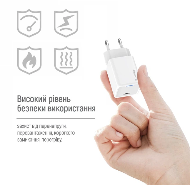 Сетевое зарядное устройство ColorWay GaN Mini 65W PD Port PPS USB-C White (CW-CHS049PD-WT) - изображение 13