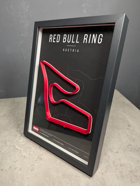 Об'ємна Рамка з 3D Трасою Red Bull Ring Circuit / Spielberg, Styria, Austria / Ред Булл Ринг в Масштабі 1:40 000 Red Matte / Frame 32x23x3 - зображення 7