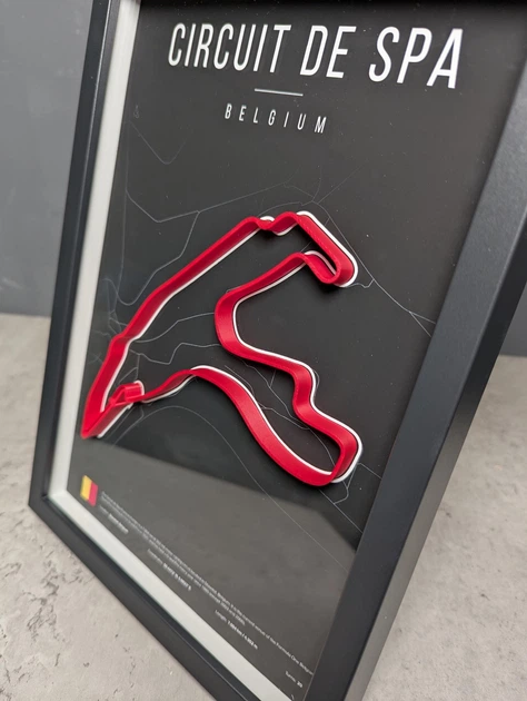 Об'ємна Рамка з 3D Трасою Circuit de Spa-Francorchamps / Stavelot, Belgium / Спа-Франкоршам в Масштабі 1:40 000 Red Matte / Frame 32x23x3 - Фото 12 Об'ємна Рамка з 3D Трасою Circuit de Spa-Francorchamps / Stavelot, Belgium / Спа-Франкоршам в Масштабі 1:40 000 Red Matte / Frame 32x23x3 - зображення 12