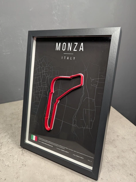 Объемная Рамка с 3D Трассой MONZA Circuit / Province of Monza and Brianza, Italy / Монза в Масштабе 1:40 000 Red Matte / Frame 32x23x3 - Фото 10 Объемная Рамка с 3D Трассой MONZA Circuit / Province of Monza and Brianza, Italy / Монза в Масштабе 1:40 000 Red Matte / Frame 32x23x3 - изображение 10