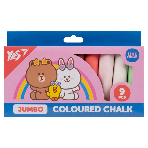 Мел цветной круглый Yes Line Friends 400502 9 цветов - Фото 1 Мел цветной круглый Yes Line Friends 400502 9 цветов - изображение 1