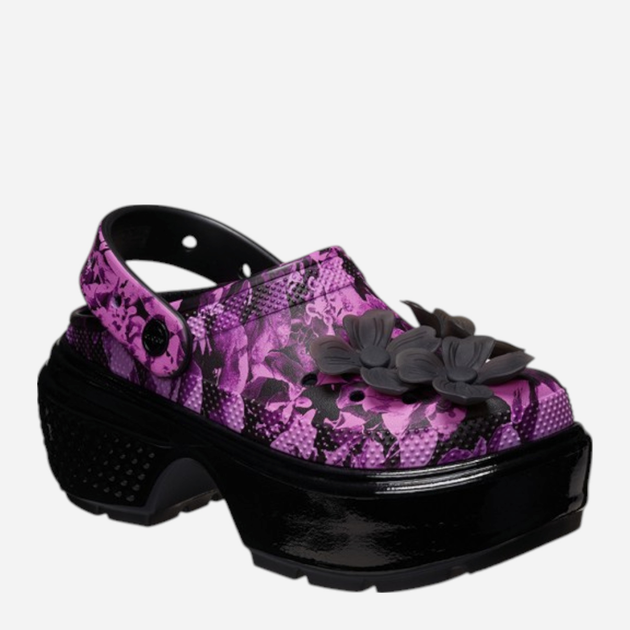 Chodaki damskie na platformie Crocs Stomp Hyper Floral High Shine Clog 209687-0C4 39-40 (M7/W9) 25 cm Czarne - obraz 4
