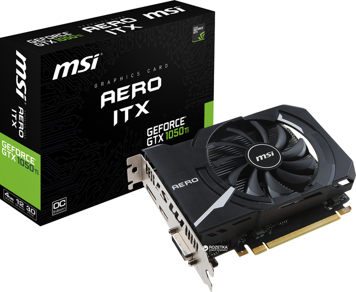 MSI GeForce GTX 1050 Ti 中古 Відеокарта MSI PCI-Ex GeForce GTX 1050 Ti Aero ITX OC 4GB