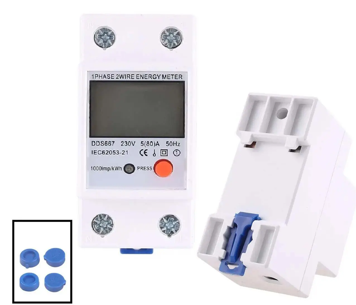 Счетчик однофазный ваттметр переменного тока на DIN-рейку DDS667 230V 5(80)A 50W, White - Фото 4 Счетчик однофазный ваттметр переменного тока на DIN-рейку DDS667 230V 5(80)A 50W, White - изображение 4