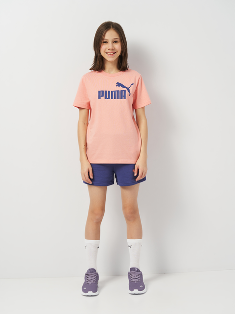 Детский летний комплект (футболка + шорты) для девочки Puma Ess No.1 Logo 68630718 122-128 см Pink Fruit (4067983609961) 