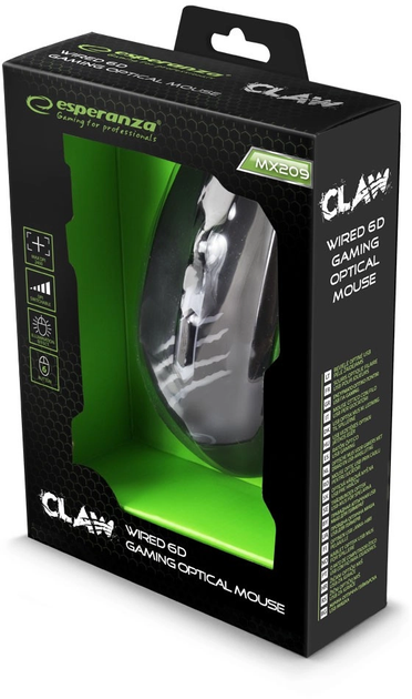 Мышь Esperanza MX209 Claw USB Black/Green (EGM209G) - Фото 4 Мышь Esperanza MX209 Claw USB Black/Green (EGM209G) - изображение 4