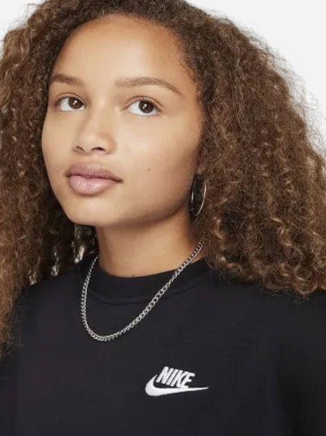 Bluza bez kaptura dziewczęca młodzieżowa Nike Sportswear Club Fleece FZ9244-010 M Czarna - obraz 4