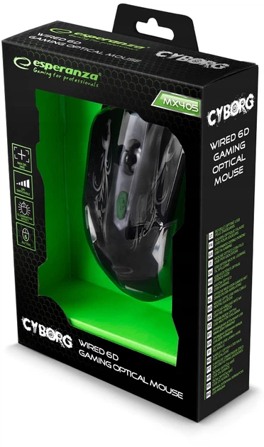 Мышь Esperanza MX405 Cyborg USB Black/Green (EGM405) – фото