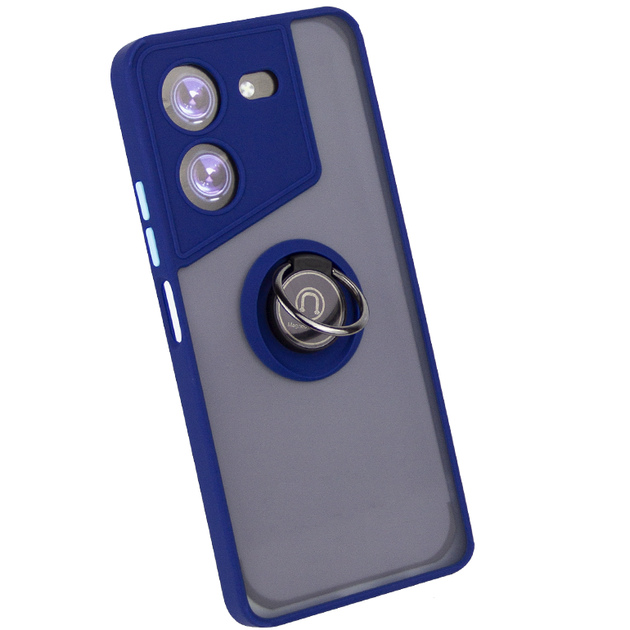 Чехол Fiji Colorframe для Tecno POVA 5 (LH7n) матовый бампер с кольцом подставкой Dark Blue - Фото 1 Чехол Fiji Colorframe для Tecno POVA 5 (LH7n) матовый бампер с кольцом подставкой Dark Blue - изображение 1