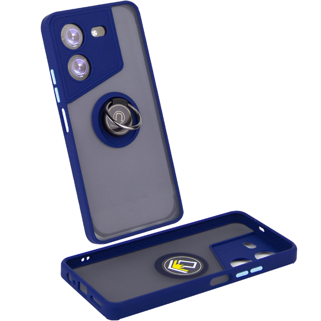 Чехол Fiji Colorframe для Tecno POVA 5 (LH7n) матовый бампер с кольцом подставкой Dark Blue - Фото 2 Чехол Fiji Colorframe для Tecno POVA 5 (LH7n) матовый бампер с кольцом подставкой Dark Blue - изображение 2