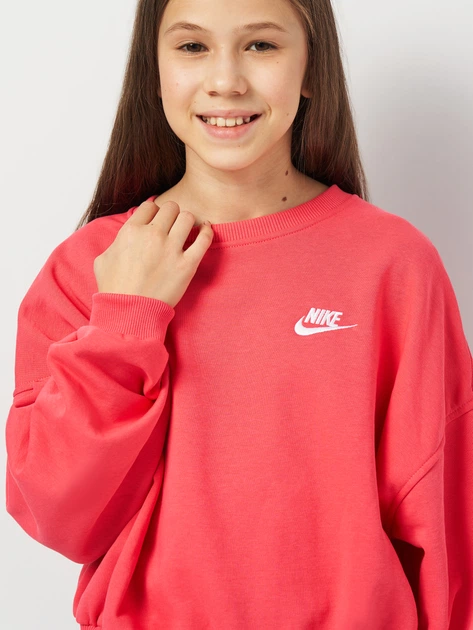 Дитячий теплий світшот на флісі для дівчинки Nike Sportswear Club Fleece FZ9244-629 S Рожевий (197596995091) - зображення 4