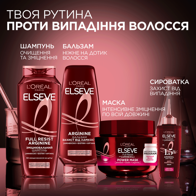 Шампунь L'Oreal Paris Elseve Аргинин + Аминексил для ослабленных волос 250 мл (3600523897896) - Фото 6 Шампунь L'Oreal Paris Elseve Аргинин + Аминексил для ослабленных волос 250 мл (3600523897896) - изображение 6