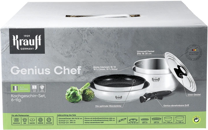 Набор посуды Krauff Genius Chef 6 предметов - Фото 1 Набор посуды Krauff Genius Chef 6 предметов - изображение 1