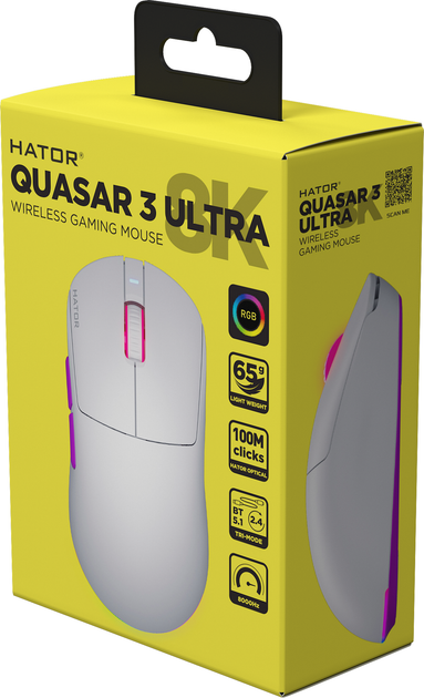 Мышь HATOR Quasar 3 Ultra 8K Wireless White (HTM771) - изображение 8