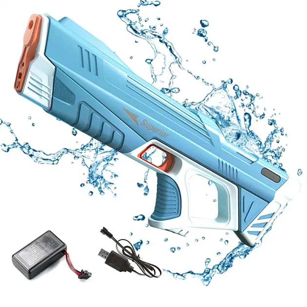 Водный пистолет электрический Water Gun водяной бластер автомат с автоматической закачкой воды Water Superior Gun Голубой (128168) - Фото 1 Водный пистолет электрический Water Gun водяной бластер автомат с автоматической закачкой воды Water Superior Gun Голубой (128168) - изображение 1