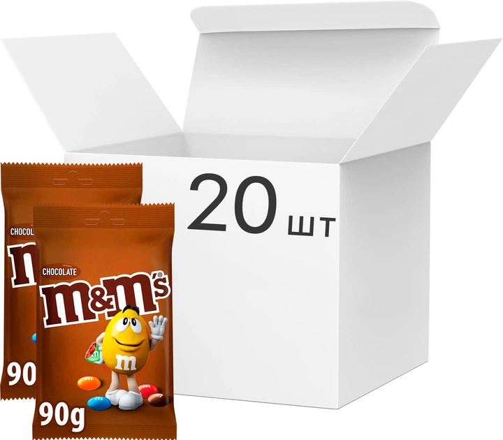 Упаковка драже M&M's с шоколадом 90 г х 20 шт (5900951319723