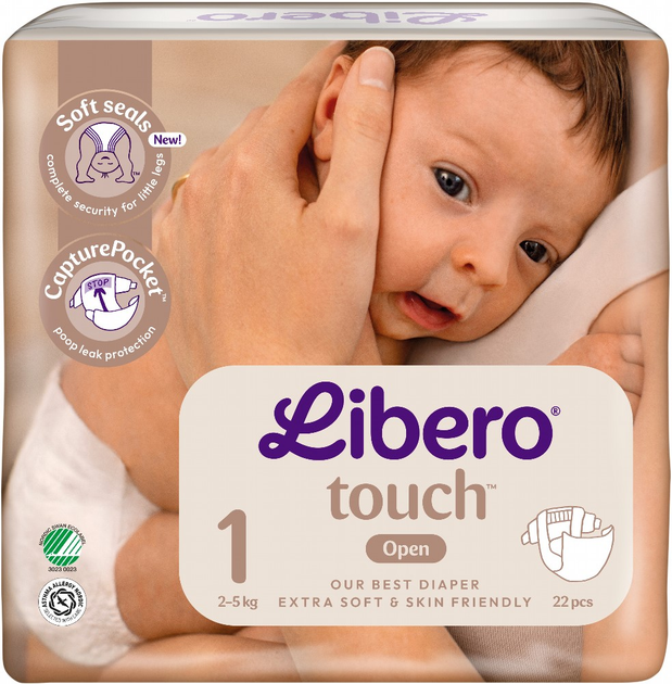 Підгузки Libero Touch Розмір 1 2-5 кг 22 шт (7322541070230) - зображення 2