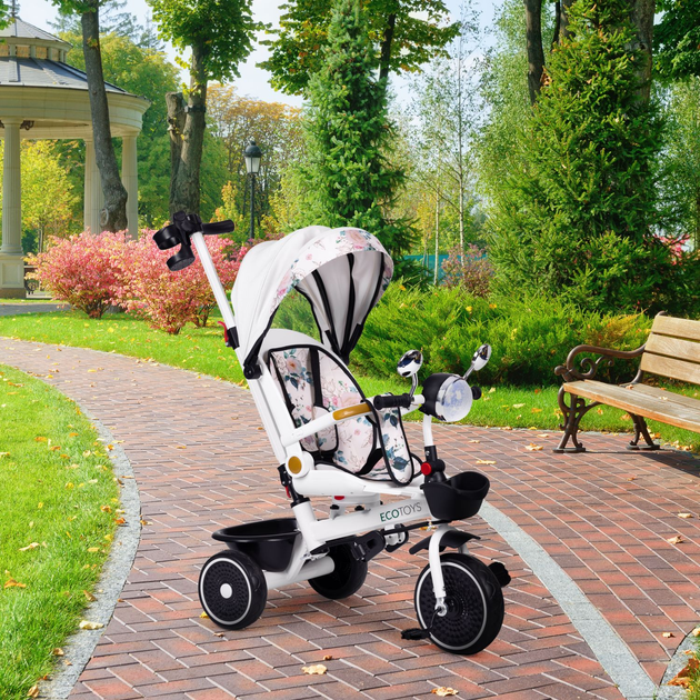 Rowerek trójkołowy spacerówka EcoToys WQL-186 Biały (5905817005949) - obraz 9
