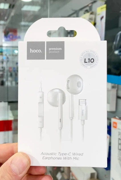Навушники Hoco L10 Acoustic Type-C wired earphones with mic - Фото 3 Навушники Hoco L10 Acoustic Type-C wired earphones with mic - зображення 3