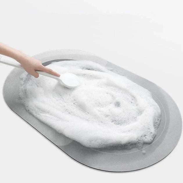 Коврик для ванной комнаты Shower Room 3D Мрамор влаговпитывающий нескользящий ковер суперпоглощающий, диатомитовый 80х50 см серый - изображение 3