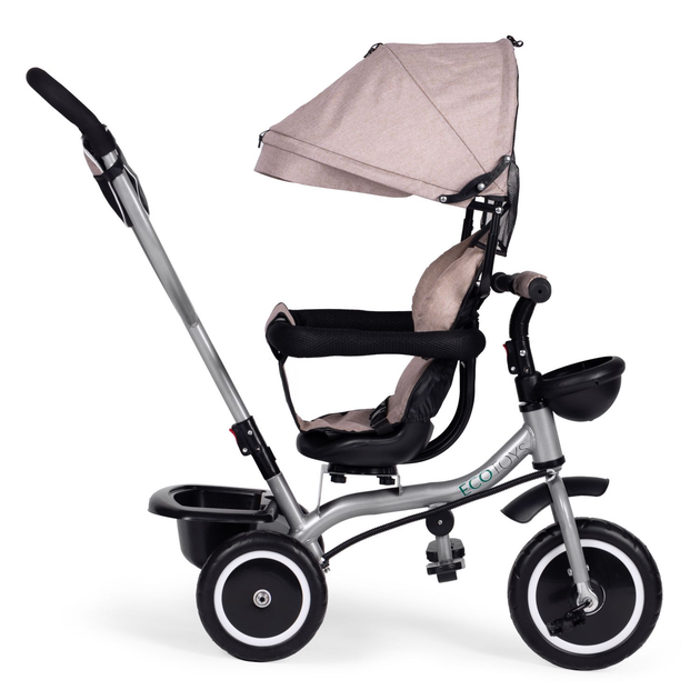 Rowerek trójkołowy spacerówka EcoToys 2 w 1 WQL-066-52 Brązowy (5905817005895) - obraz 3