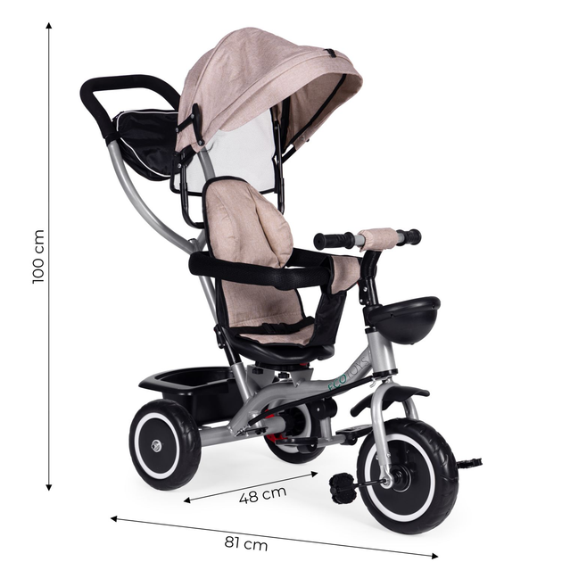 Rowerek trójkołowy spacerówka EcoToys 2 w 1 WQL-066-52 Brązowy (5905817005895) - obraz 8