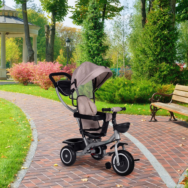 Rowerek trójkołowy spacerówka EcoToys 2 w 1 WQL-066-52 Brązowy (5905817005895) - obraz 9