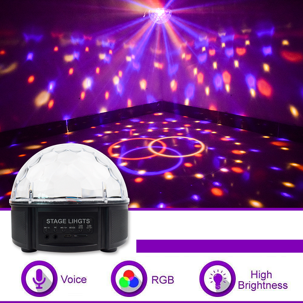 Energolux QR-115 12 цветной, стерео LED RGB, Bluetooth диско-шар, светомузыка с пультом, лазерный диск проектор 360° с подвижным эффектом, активация под ритм музыки - Фото 6 Energolux QR-115 12 цветной, стерео LED RGB, Bluetooth диско-шар, светомузыка с пультом, лазерный диск проектор 360° с подвижным эффектом, активация под ритм музыки - изображение 6